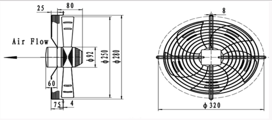 Quạt dàn lạnh D250 YWF4E-250S