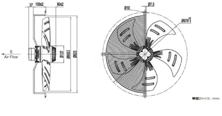 quạt tản nhiệt 4D-600, Quạt tản nhiệt 4E-600
